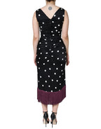 Dolce & Gabbana Black Silk Polka Dot Vneck Tassel Midi Dress - Zeiniez