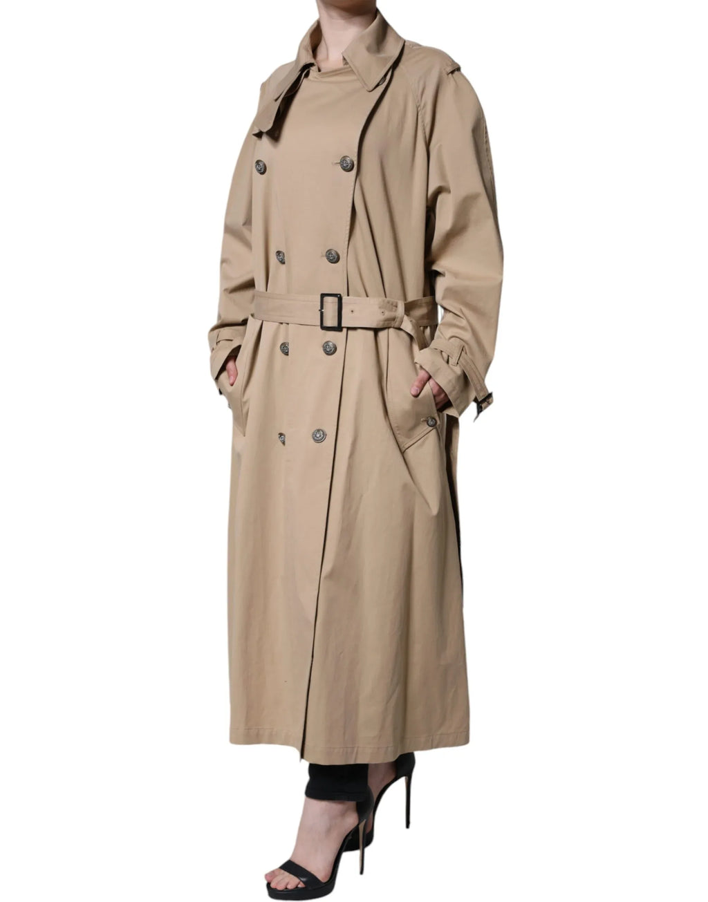 Dolce & Gabbana Khaki Double Breasted Trench Coat Jacket - Zeiniez