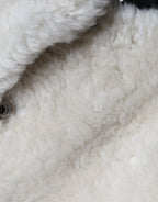 Burberry White WARRENFORD Shearling Leather Vest Coat Jacket - Zeiniez