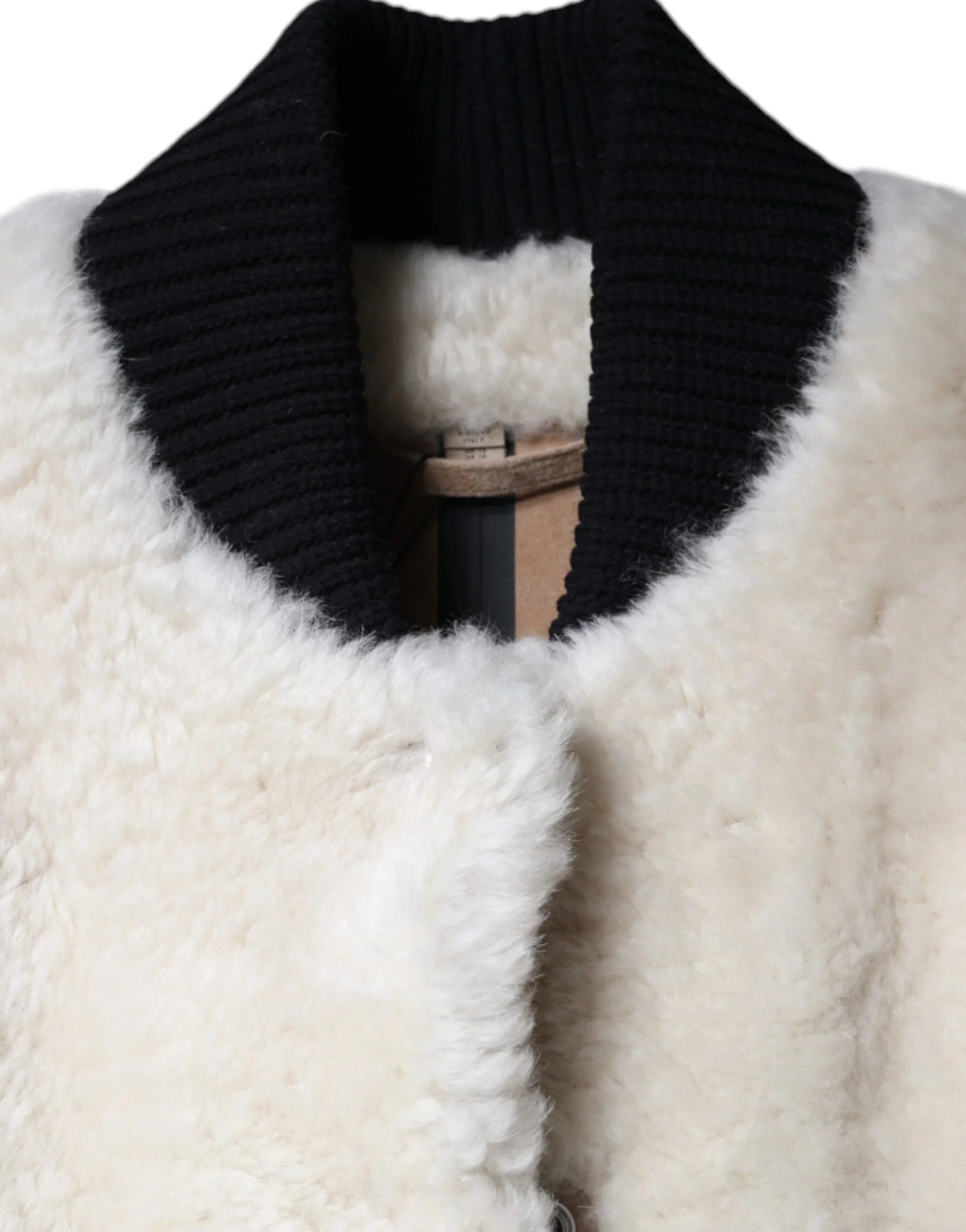Burberry White WARRENFORD Shearling Leather Vest Coat Jacket - Zeiniez