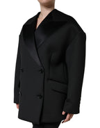 Dolce & Gabbana Black Polyester Double Breasted Coat Jacket - Zeiniez