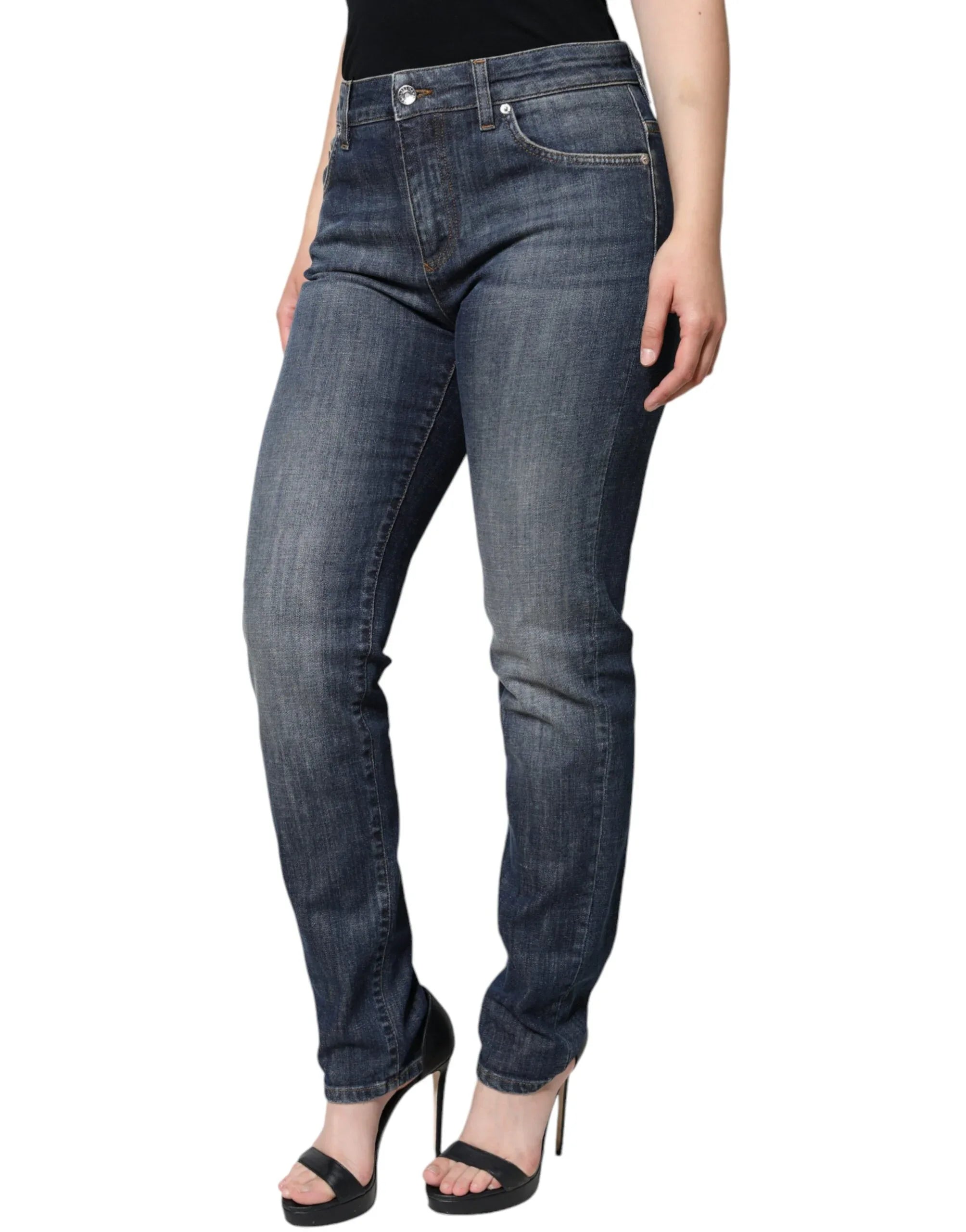 Dolce & Gabbana Dark Blue Cotton Stretch Skinny Denim Jeans - Zeiniez