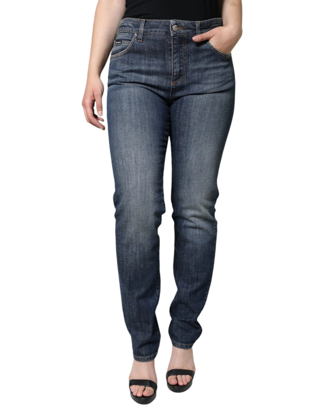 Dolce & Gabbana Dark Blue Cotton Stretch Skinny Denim Jeans - Zeiniez