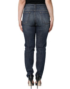 Dolce & Gabbana Dark Blue Cotton Stretch Skinny Denim Jeans - Zeiniez