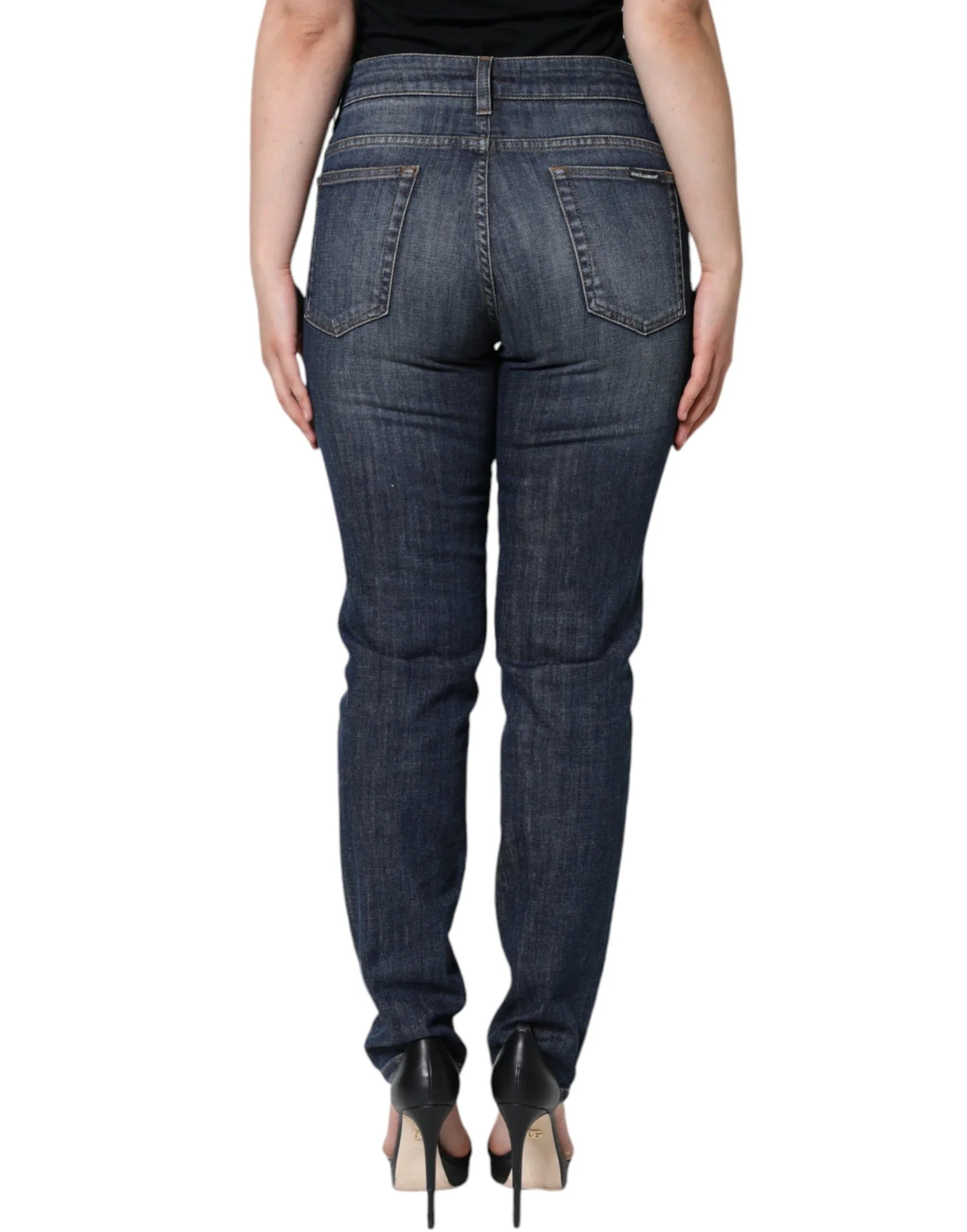Dolce & Gabbana Dark Blue Cotton Stretch Skinny Denim Jeans - Zeiniez