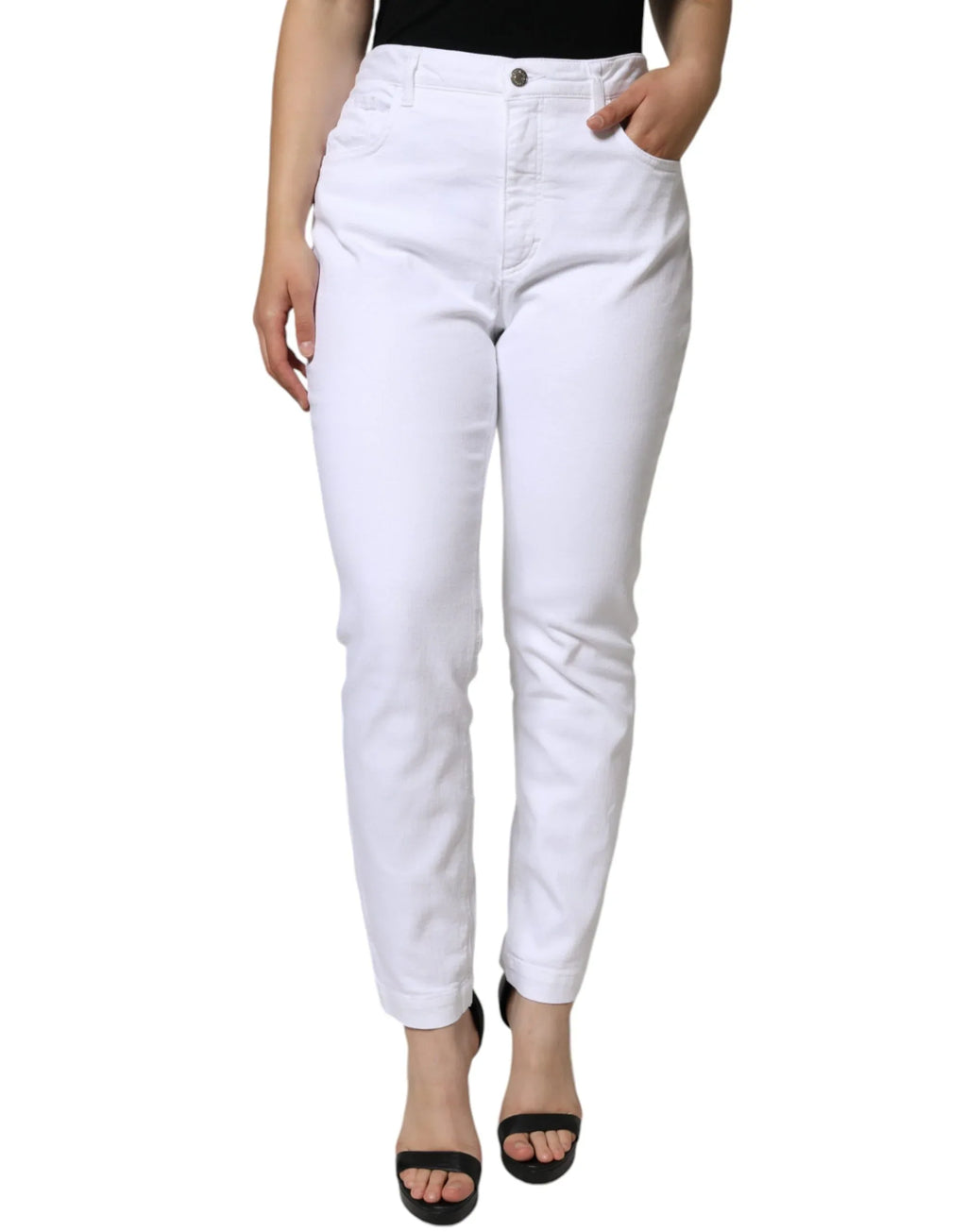 Dolce & Gabbana White Cotton Stretch AUDREY Skinny Jeans - Zeiniez