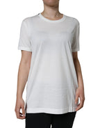 Dolce & Gabbana White Cotton Crew Neck Short Sleeve T-shirt - Zeiniez
