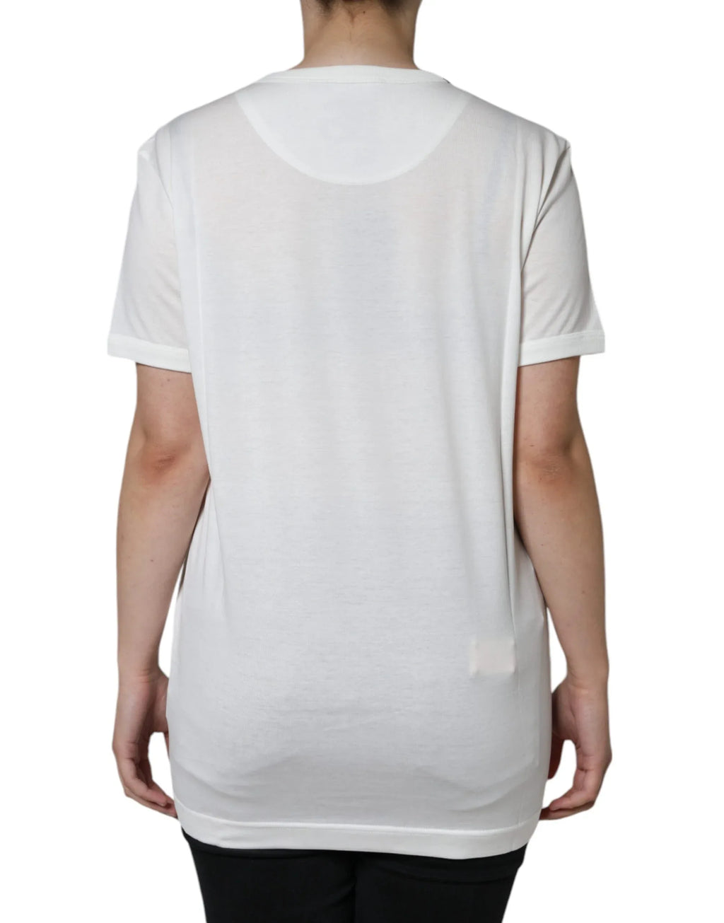Dolce & Gabbana White Cotton Crew Neck Short Sleeve T-shirt - Zeiniez