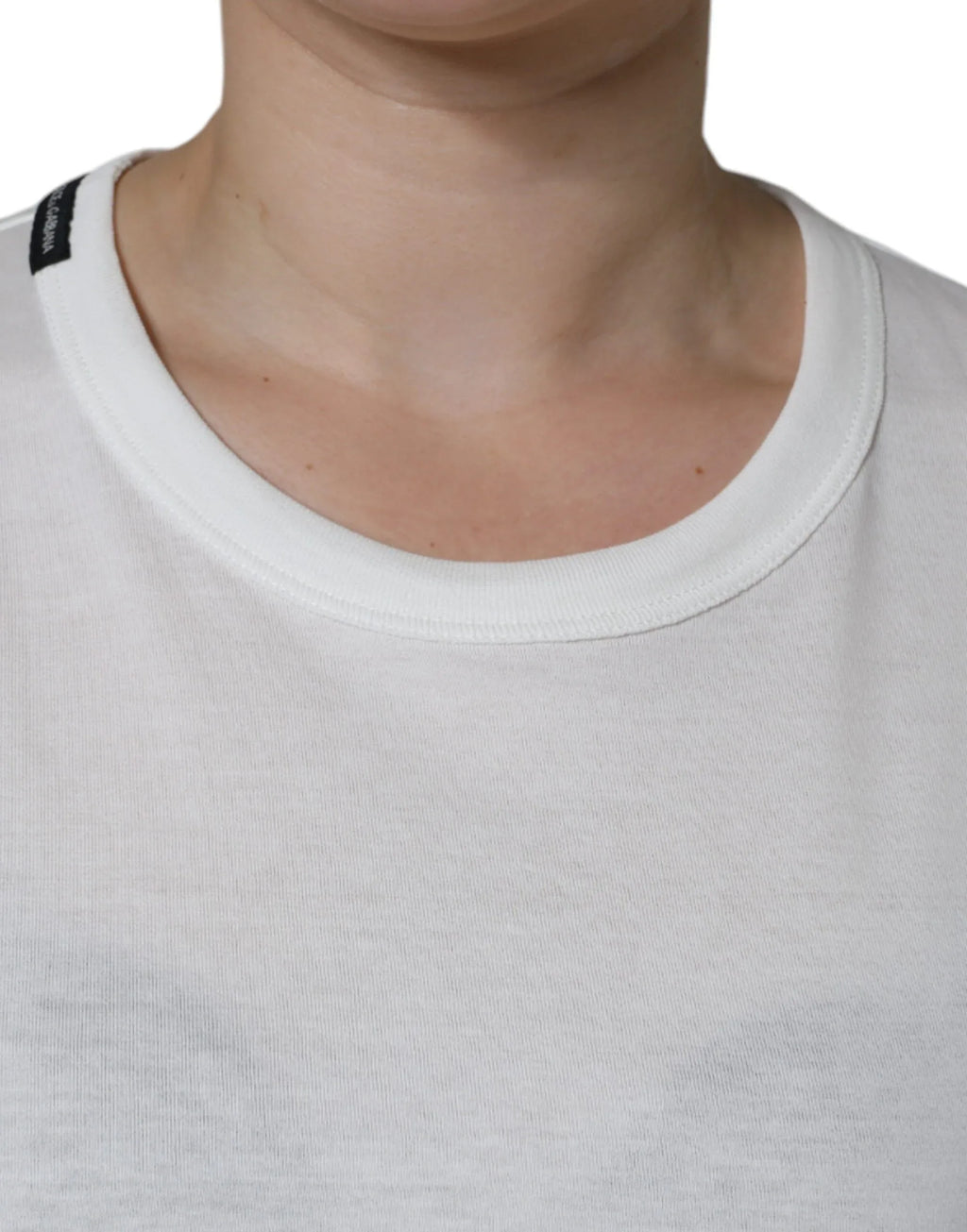 Dolce & Gabbana White Cotton Crew Neck Short Sleeve T-shirt - Zeiniez