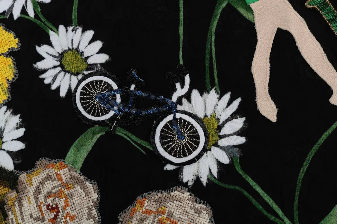 Dolce & Gabbana Black Embellished Daisy Brocade Skirt - Zeiniez