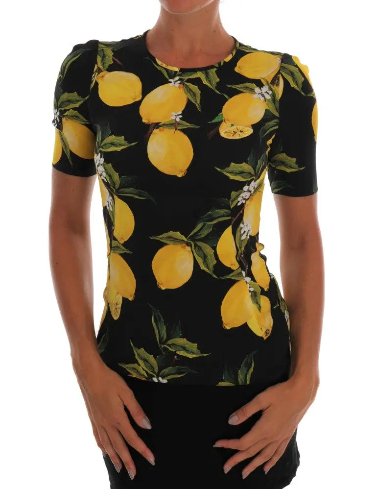Dolce & Gabbana Multicolor Lemon Silk Stretch T-Shirt - Zeiniez