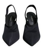 Dolce & Gabbana Black Jersey Stretch Heels Slingback Shoes - Zeiniez