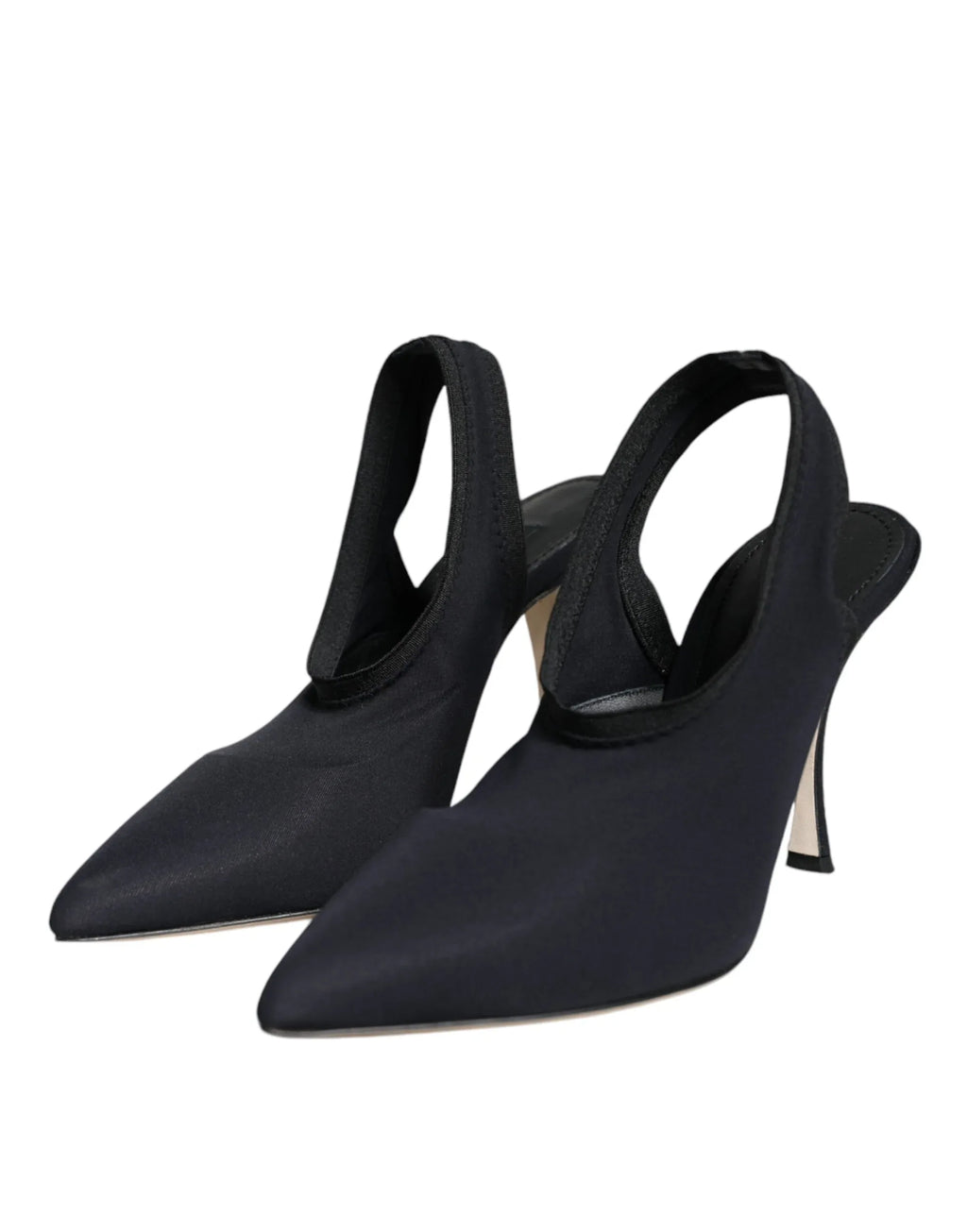Dolce & Gabbana Black Jersey Stretch Heels Slingback Shoes - Zeiniez