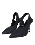 Dolce & Gabbana Black Jersey Stretch Heels Slingback Shoes - Zeiniez