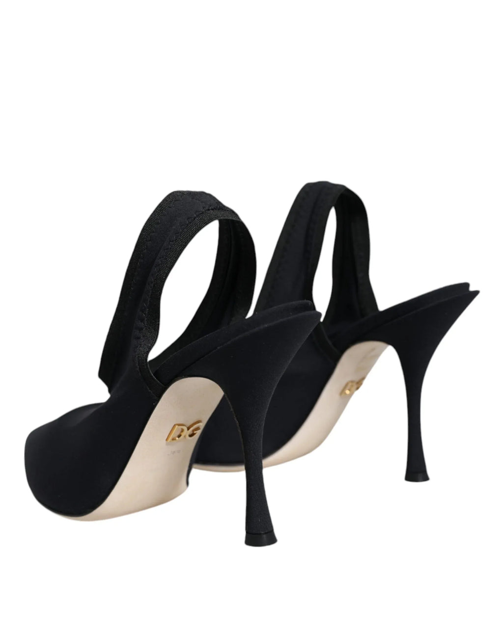 Dolce & Gabbana Black Jersey Stretch Heels Slingback Shoes - Zeiniez