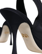 Dolce & Gabbana Black Jersey Stretch Heels Slingback Shoes - Zeiniez