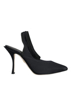Dolce & Gabbana Black Jersey Stretch Heels Slingback Shoes - Zeiniez