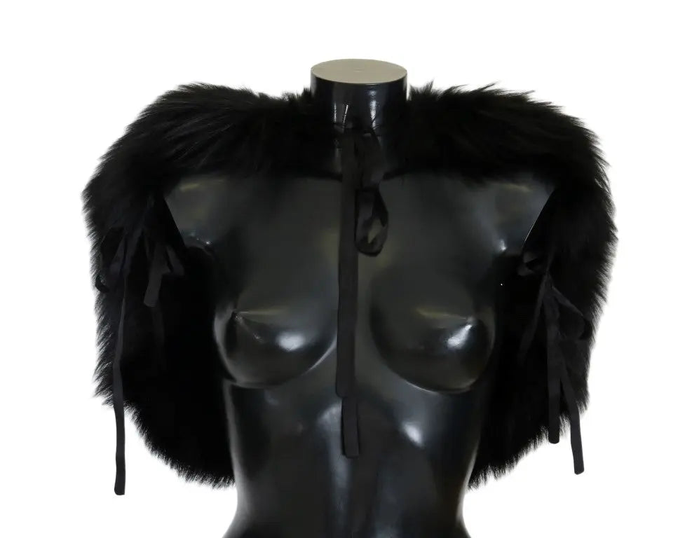 Dolce & Gabbana Black Silver Fox Fur Scarf - Zeiniez