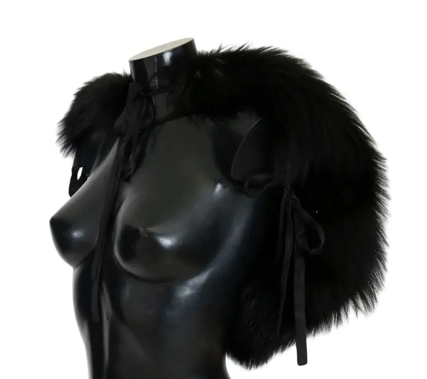 Dolce & Gabbana Black Silver Fox Fur Scarf - Zeiniez