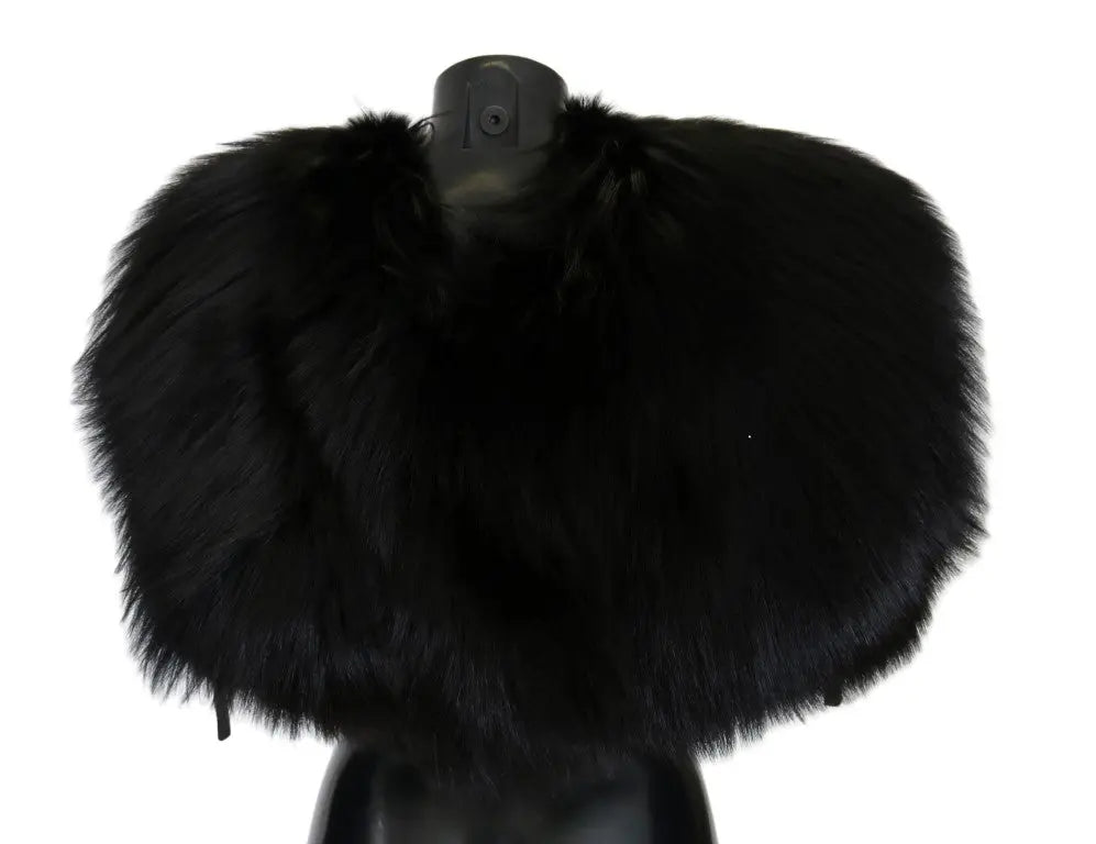 Dolce & Gabbana Black Silver Fox Fur Scarf - Zeiniez