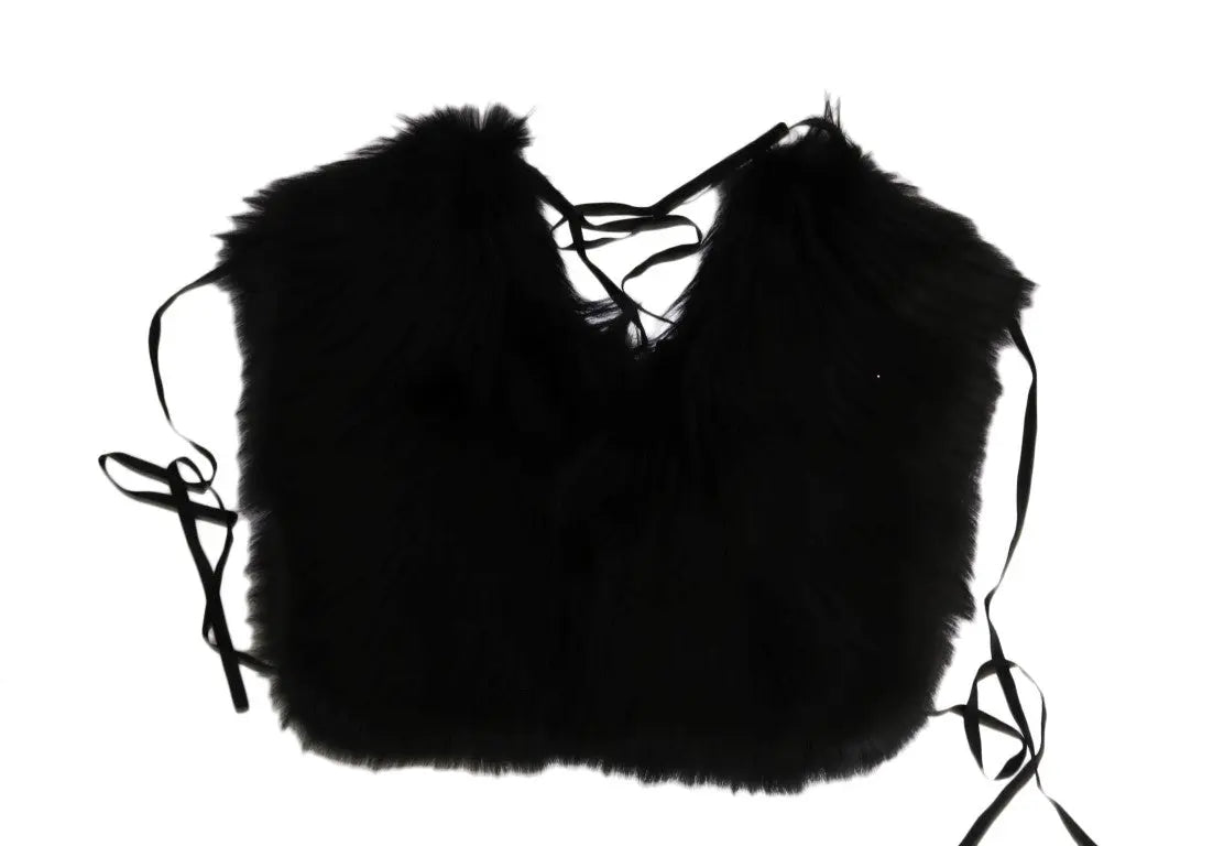 Dolce & Gabbana Black Silver Fox Fur Scarf - Zeiniez