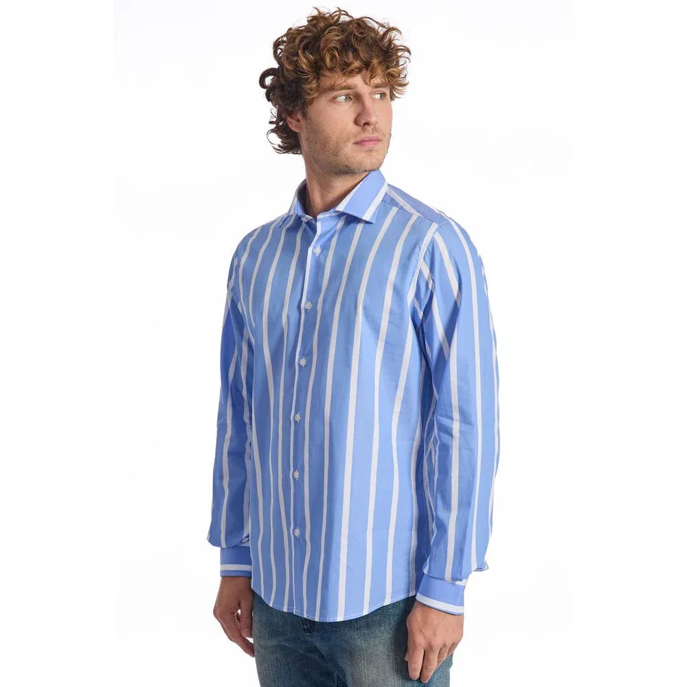 Baldinini Trend Light Blue Cotton Men Shirt - Zeiniez