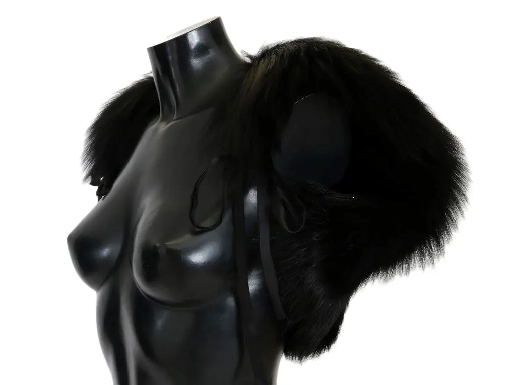 Dolce & Gabbana Black Silver Fox Fur Scarf - Zeiniez