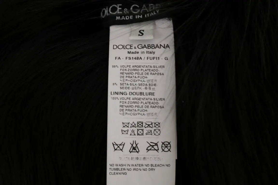 Dolce & Gabbana Black Silver Fox Fur Scarf - Zeiniez