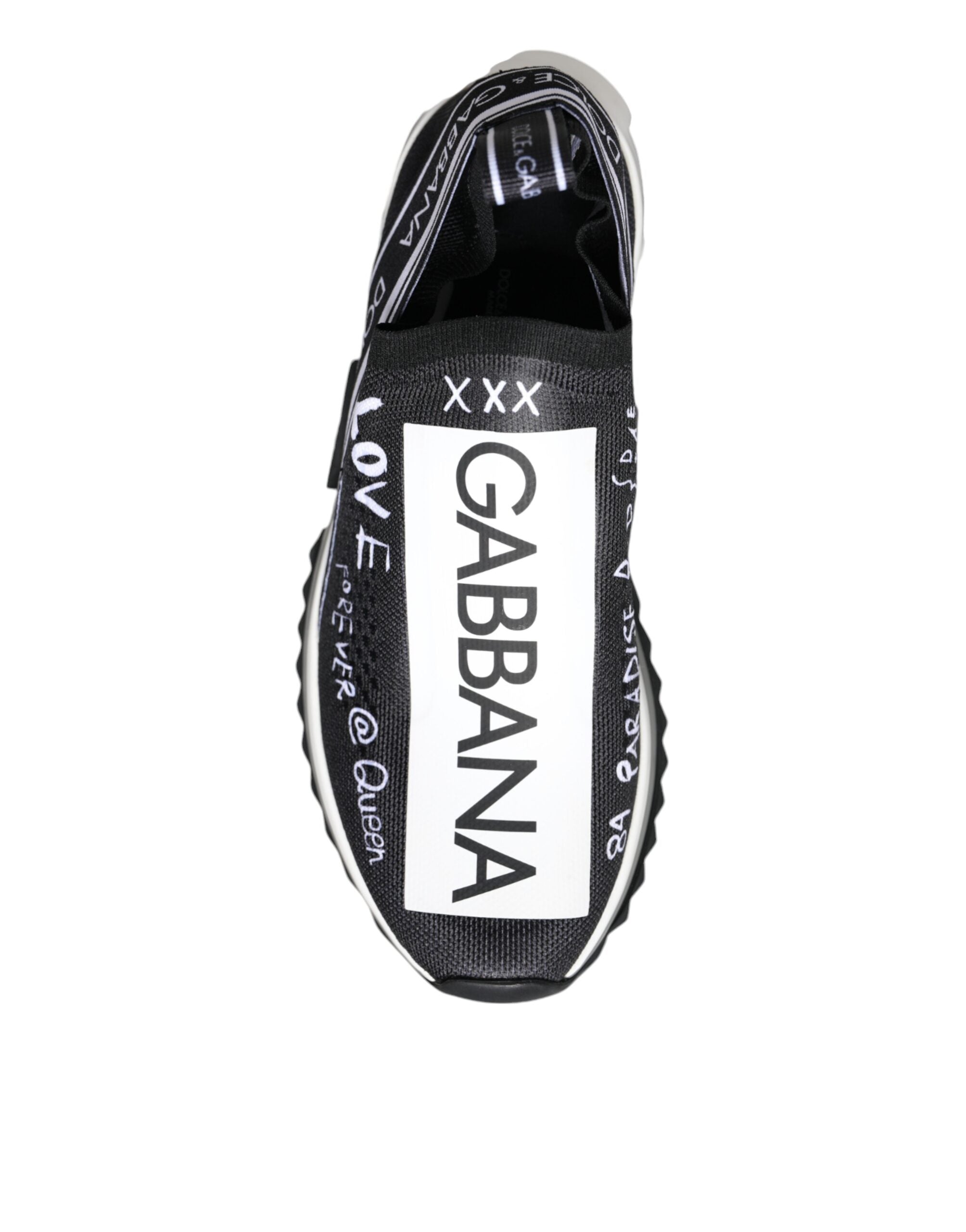 Dolce & Gabbana Black White Sorrento Low Top Sneakers Shoes - Zeiniez