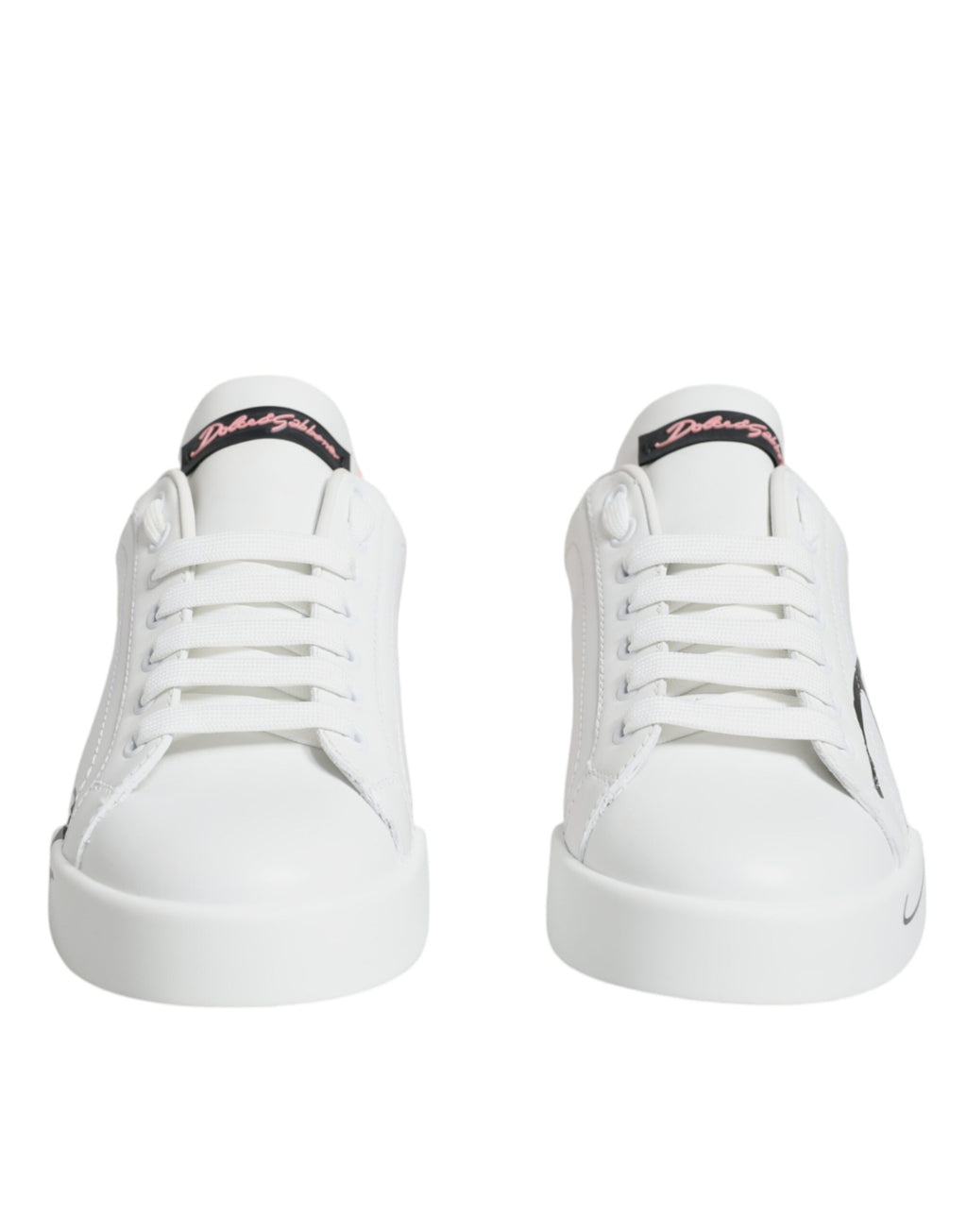 Dolce & Gabbana White Pink Portofino Low Top Sneakers Shoes - Zeiniez