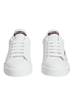 Dolce & Gabbana White Pink Portofino Low Top Sneakers Shoes - Zeiniez