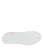 Dolce & Gabbana White Pink Portofino Low Top Sneakers Shoes - Zeiniez