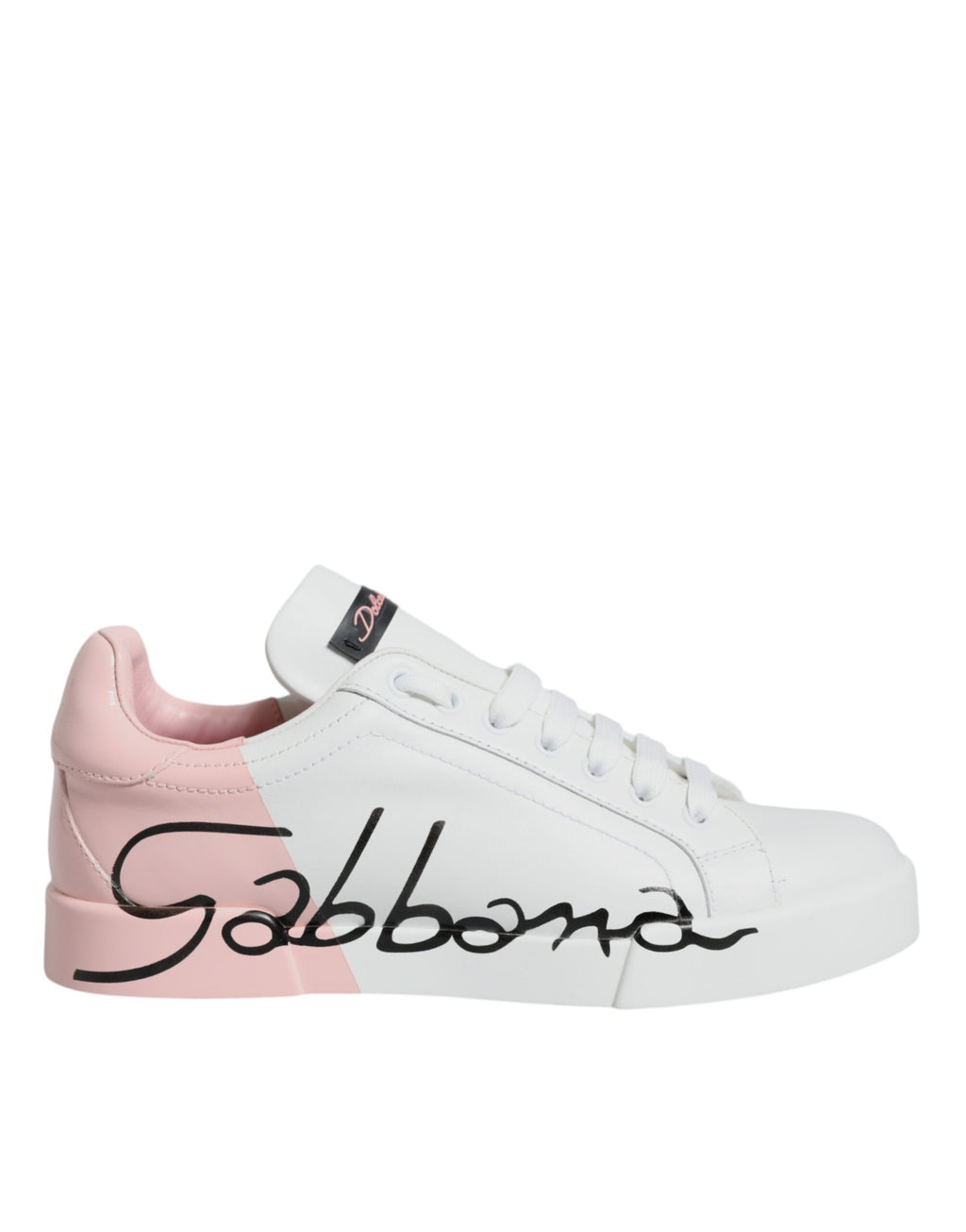 Dolce & Gabbana White Pink Portofino Low Top Sneakers Shoes - Zeiniez