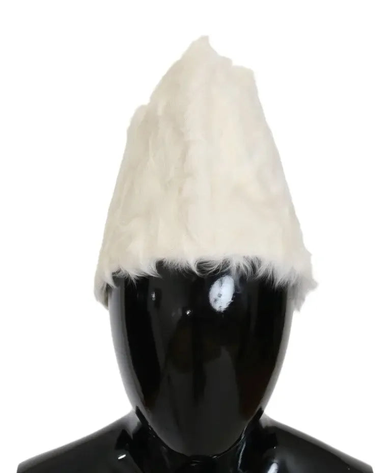 Dolce & Gabbana White Xiangao Lamb Fur Beanie - Zeiniez