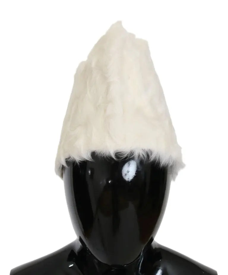 Dolce & Gabbana White Xiangao Lamb Fur Beanie - Zeiniez