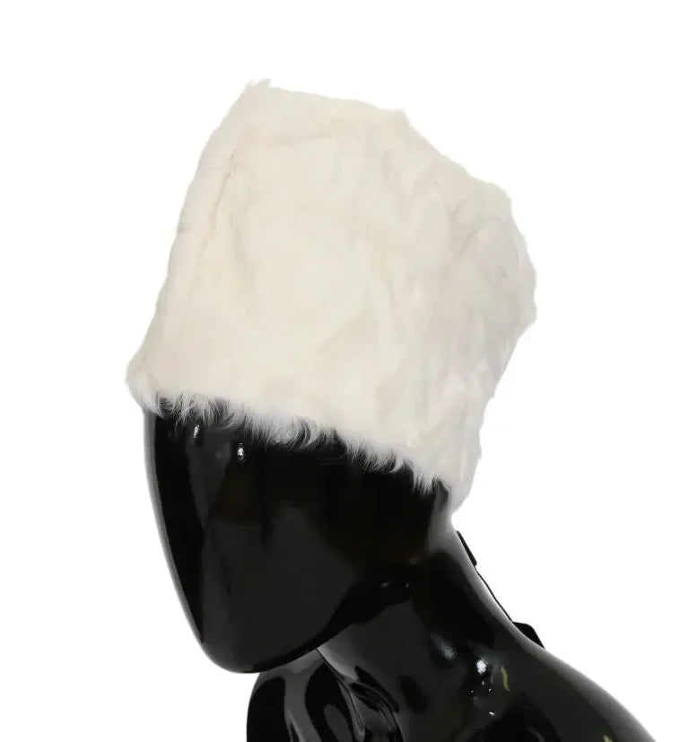 Dolce & Gabbana White Xiangao Lamb Fur Beanie - Zeiniez