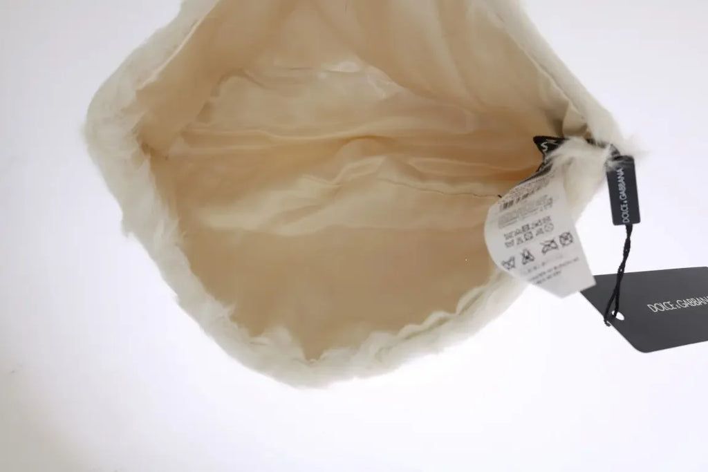 Dolce & Gabbana White Xiangao Lamb Fur Beanie - Zeiniez