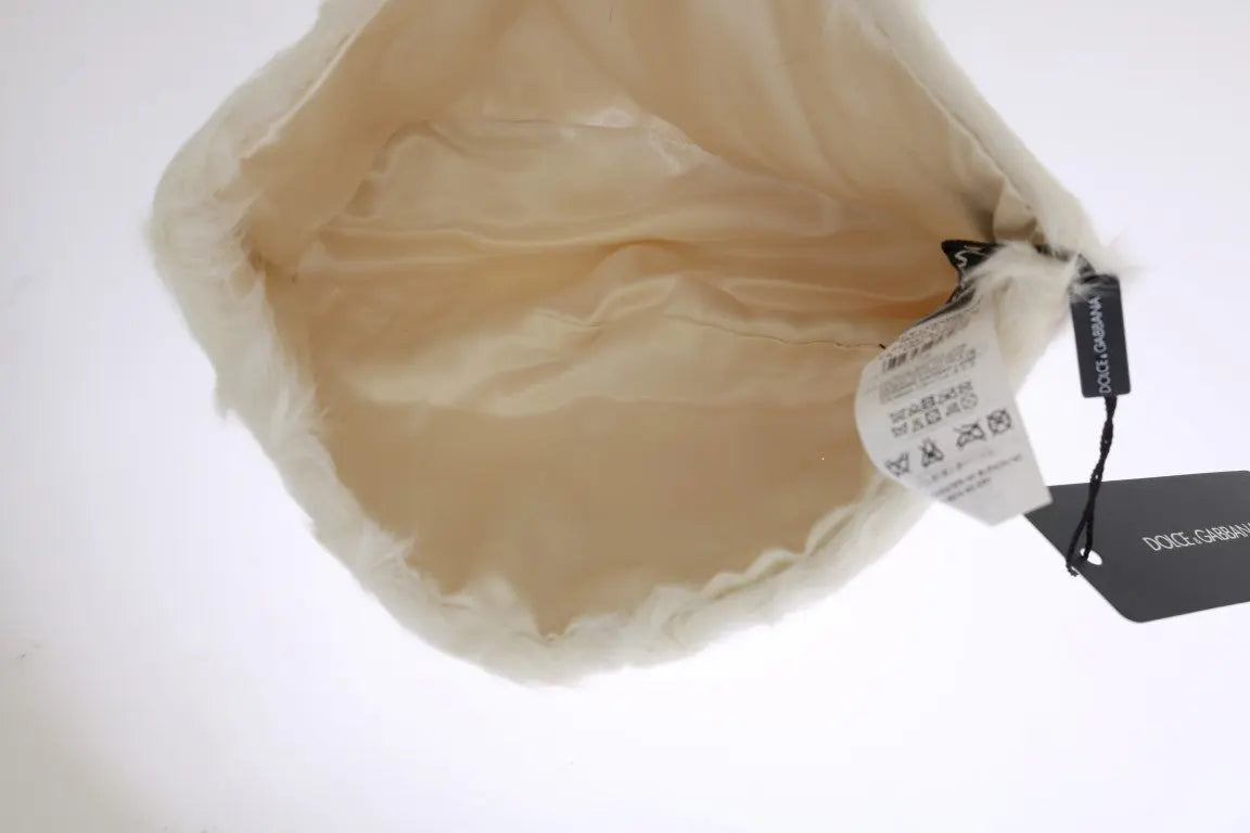 Dolce & Gabbana White Xiangao Lamb Fur Beanie - Zeiniez