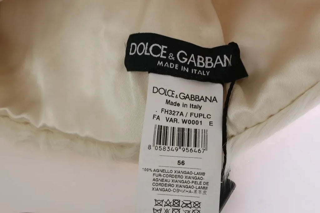 Dolce & Gabbana White Xiangao Lamb Fur Beanie - Zeiniez