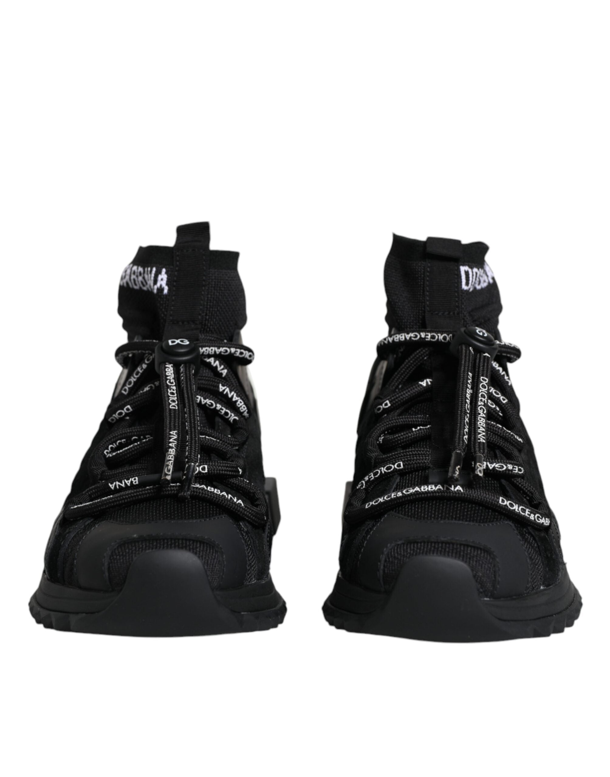 Dolce & Gabbana Black Sorrento Socks Logo Sneakers Shoes - Zeiniez