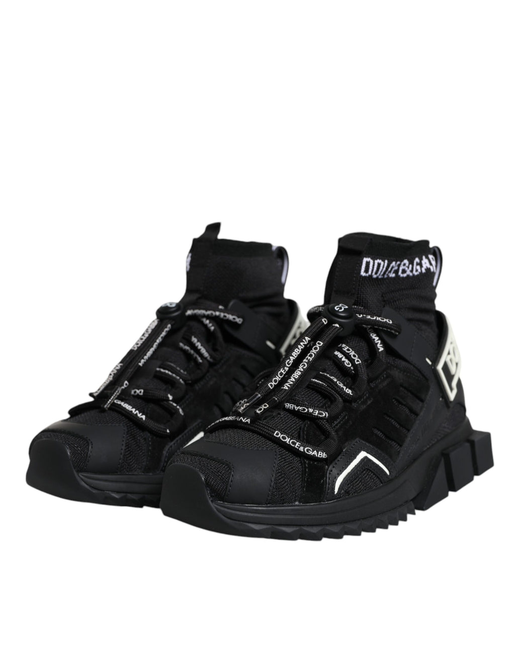 Dolce & Gabbana Black Sorrento Socks Logo Sneakers Shoes - Zeiniez