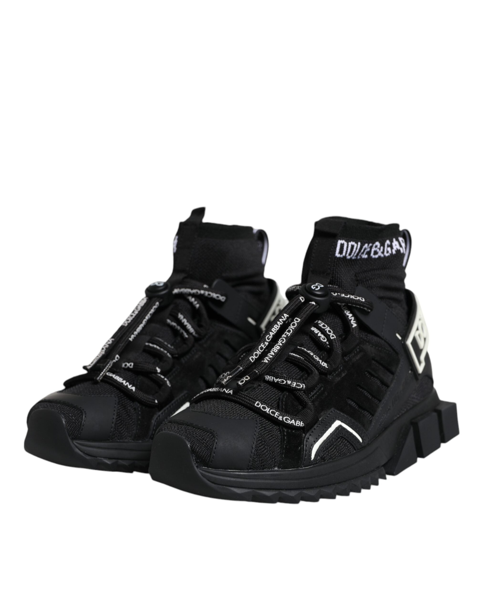 Dolce & Gabbana Black Sorrento Socks Logo Sneakers Shoes - Zeiniez