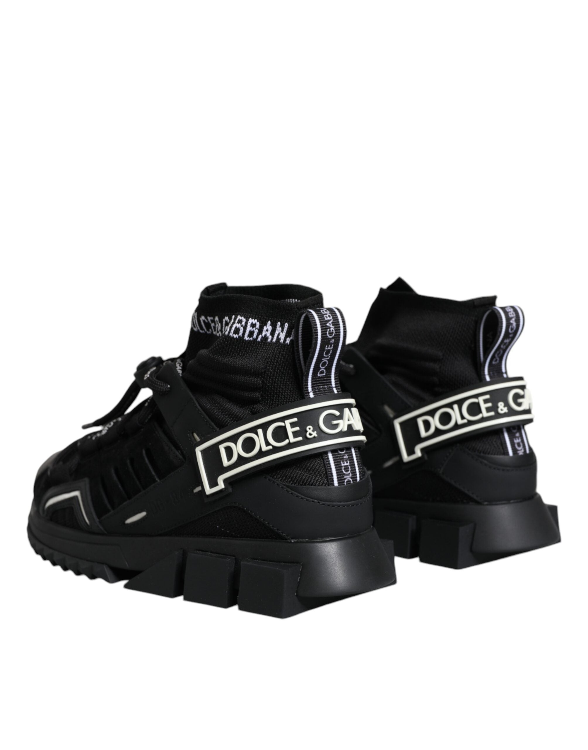 Dolce & Gabbana Black Sorrento Socks Logo Sneakers Shoes - Zeiniez