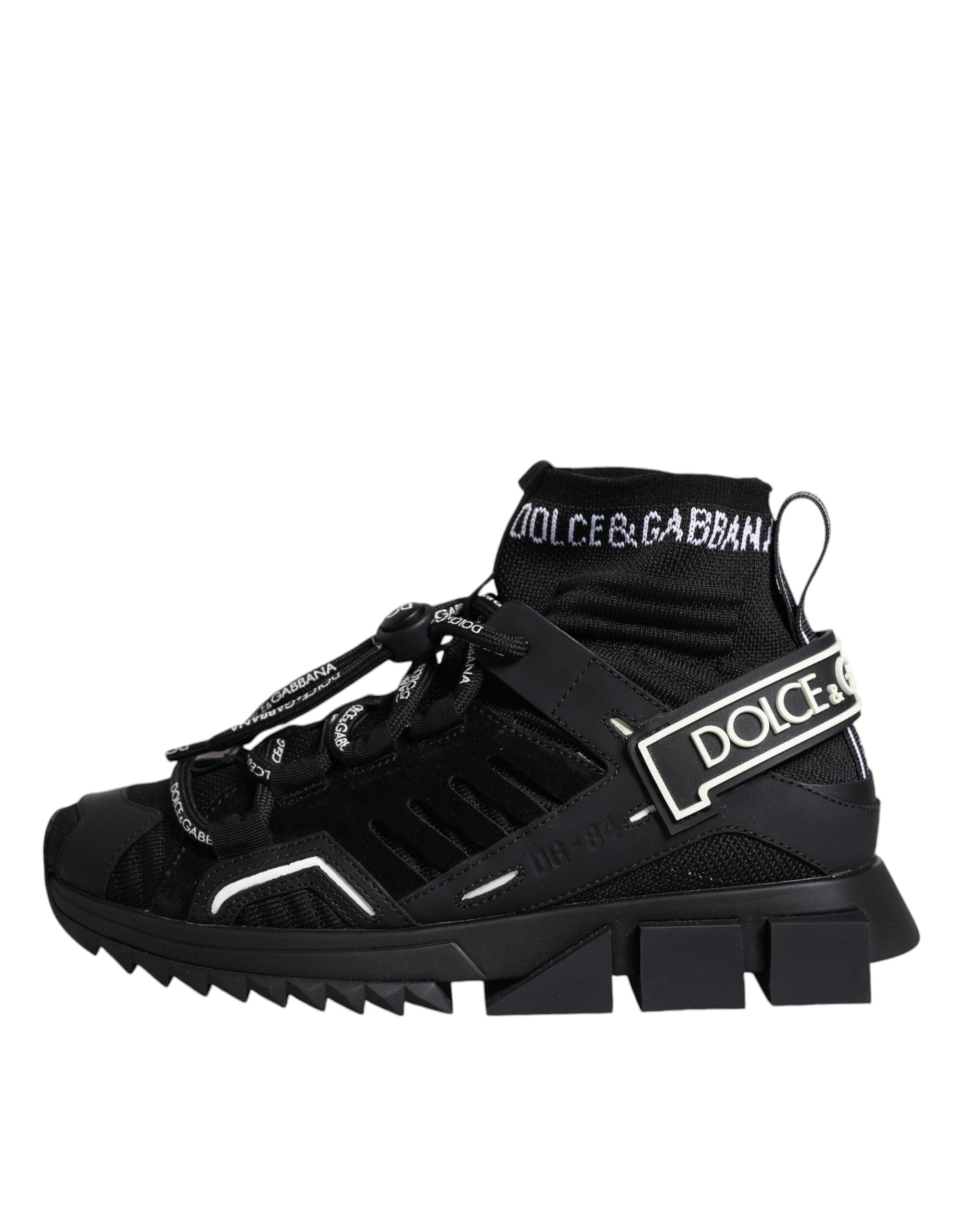 Dolce & Gabbana Black Sorrento Socks Logo Sneakers Shoes - Zeiniez