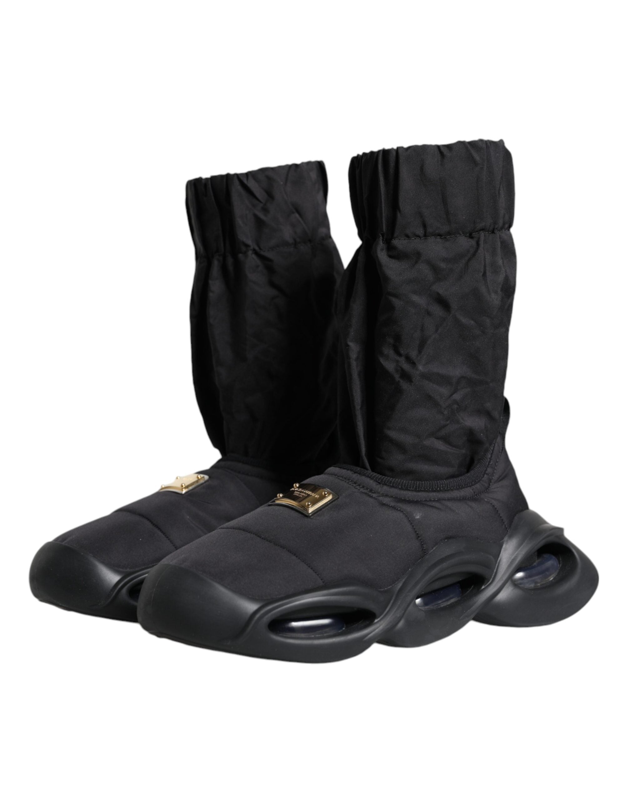 Dolce & Gabbana Black Slip On Wave Socks Sneakers Shoes - Zeiniez