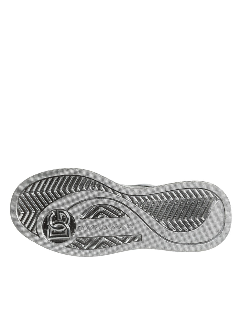 Dolce & Gabbana White Silver Leather Low Top Sneakers Shoes - Zeiniez