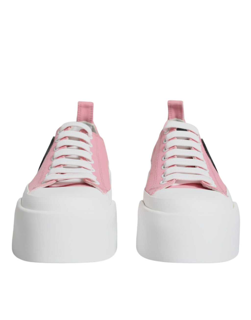Dolce & Gabbana Pink White Canvas Logo Low Top Sneakers Shoes - Zeiniez