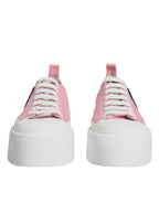 Dolce & Gabbana Pink White Canvas Logo Low Top Sneakers Shoes - Zeiniez
