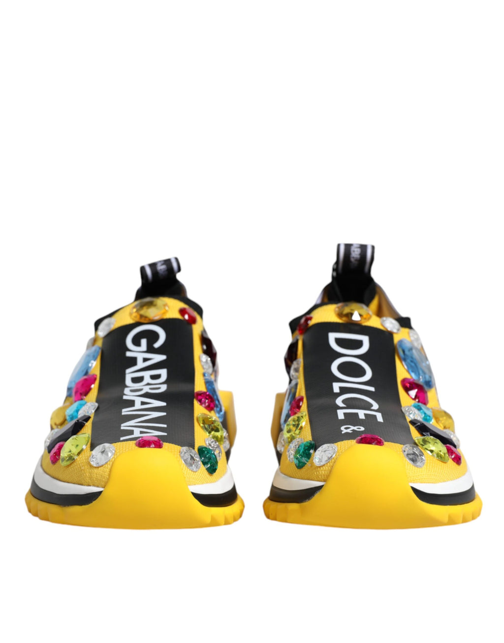 Dolce & Gabbana Yellow Sorrento Crystals Low Top Sneakers Shoes - Zeiniez