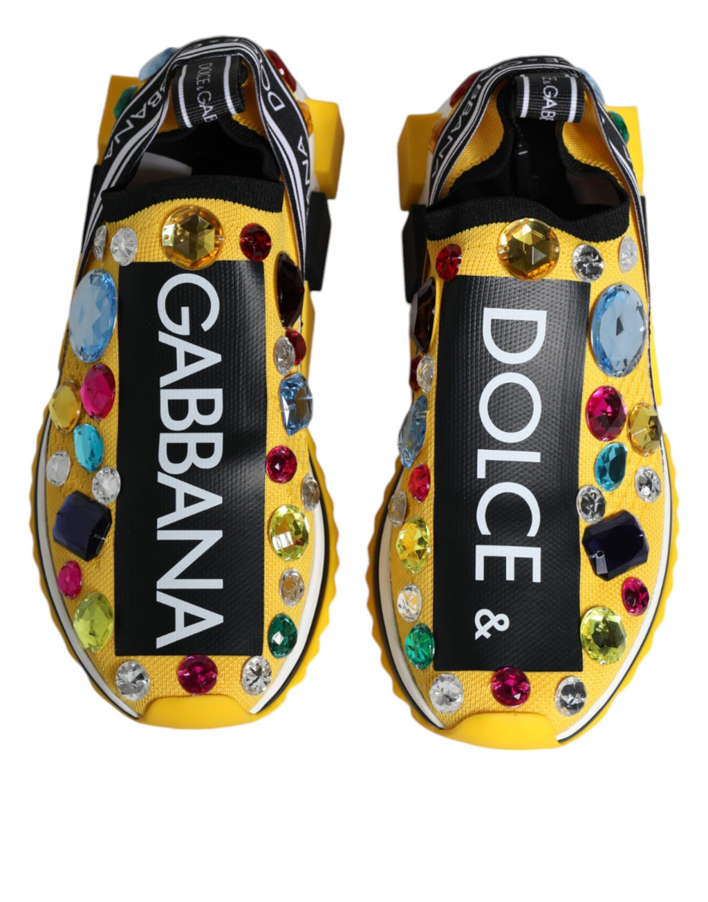 Dolce & Gabbana Yellow Sorrento Crystals Low Top Sneakers Shoes - Zeiniez